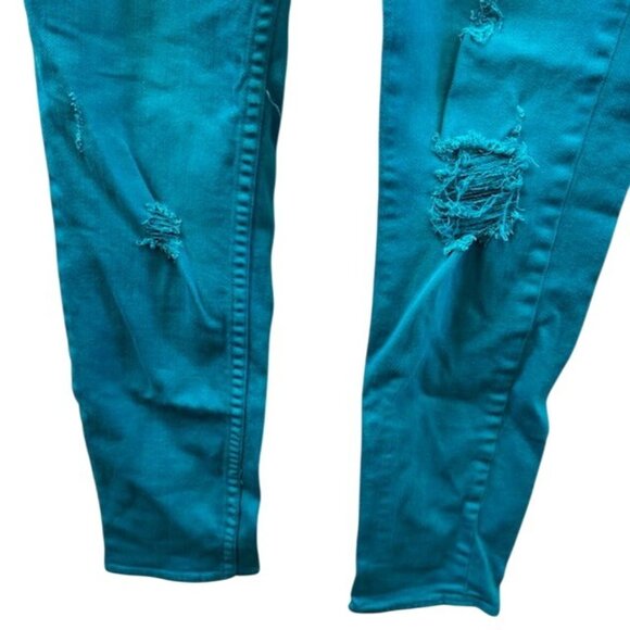 Roxy Womens Distressed Turquoise Skinny Jeans With Front & Back Pockets - Picture 2 of 16